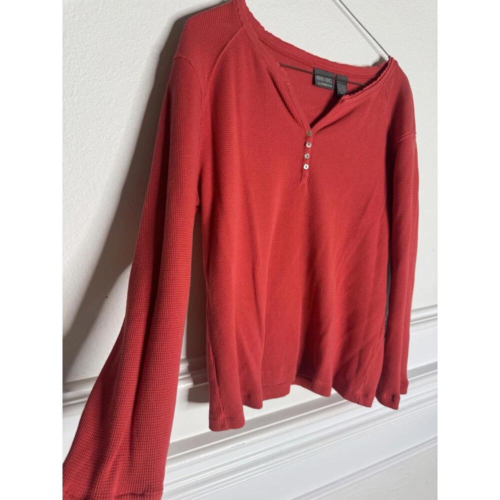 Chico's Red Long-Sleeve Henley Top